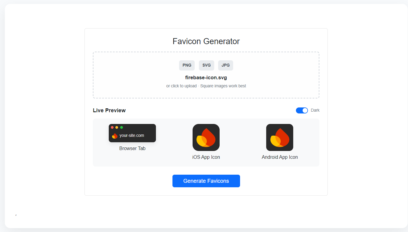 Preview of Free Favicon Generator | All Browser & Device Formats from One Image