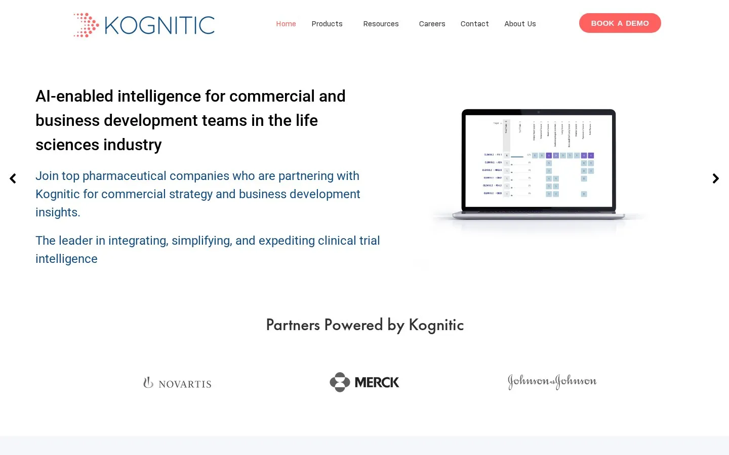 Kognitic homepage before the redesign, white background and cluttered layout