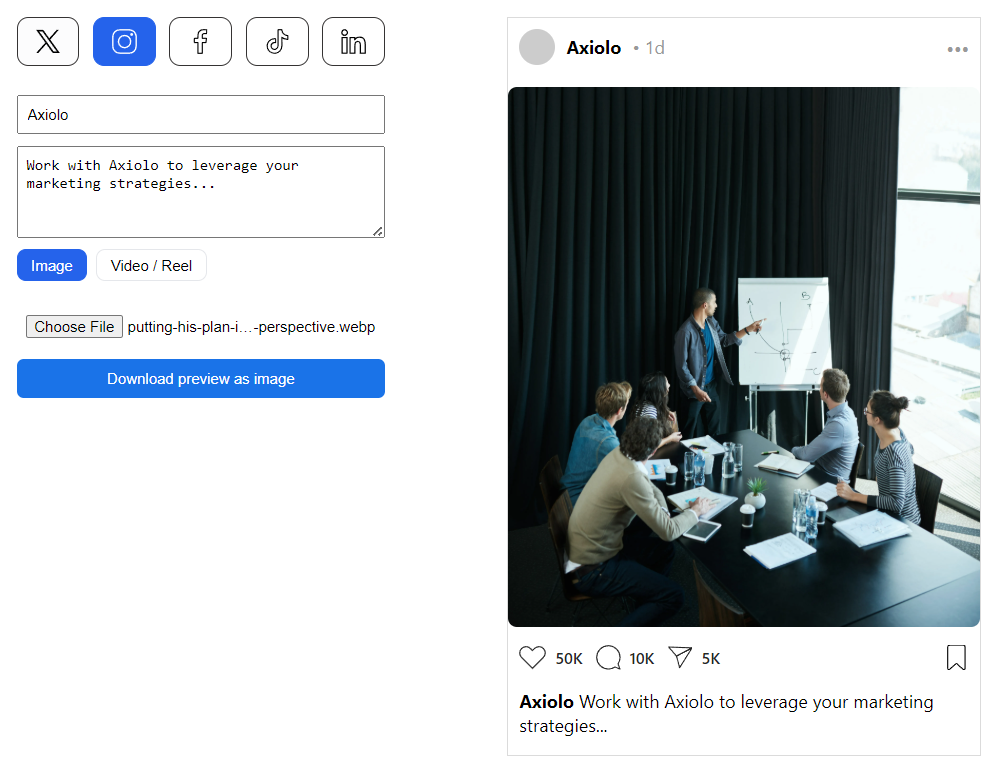 Preview of Social Media Post Simulator