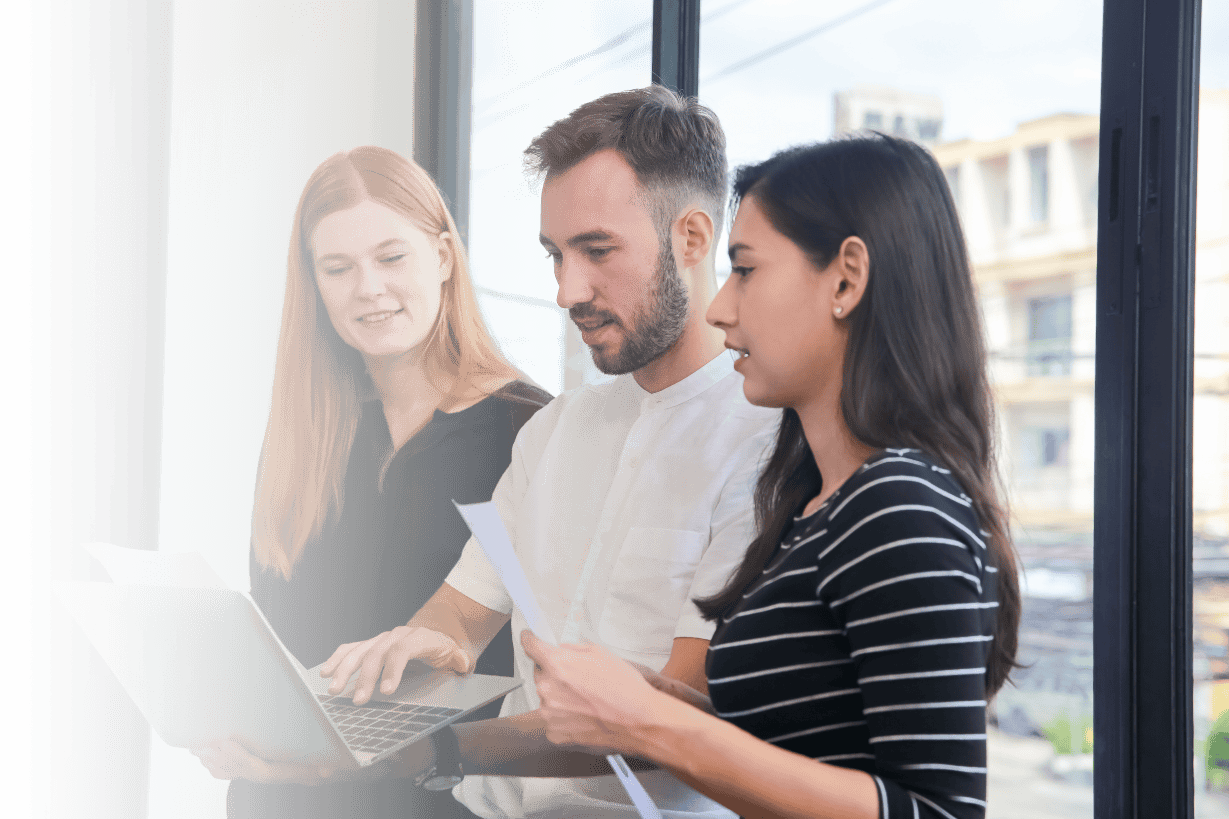 Team collaborating on a project