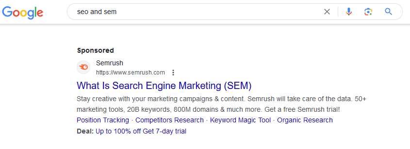Paid search result