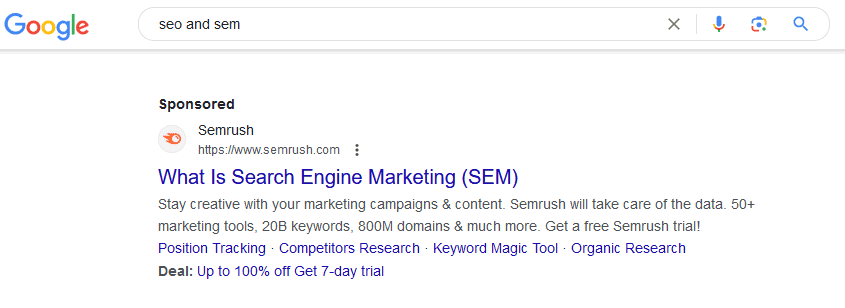 How Technical SEO for B2B Companies Work 2 Paid result example